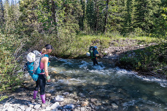 Crossing a side creek.