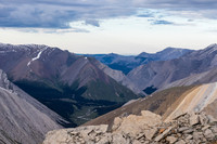 Views through Shale Pass down Forbidden Creek towards Scalp Peak.