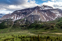 Views from the west ascent slopes of Tomahawk Mountain back over the pass area.