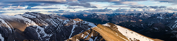 Incredible late day lighting over the Tomahawk Pass area looking to Melanin Peak.