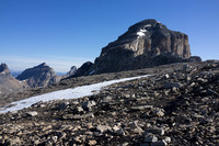 Looking ahead to the spine and upp scree slopes of Cline from the end of the short glacier traverse.