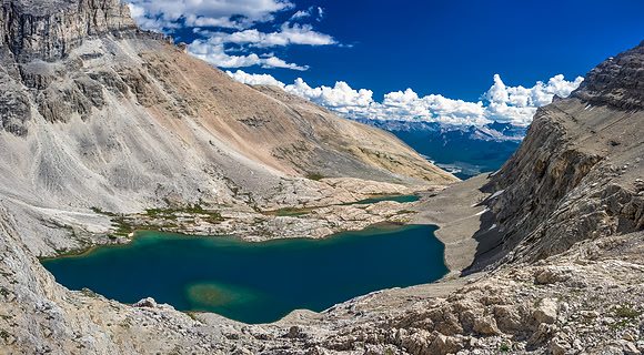 The lakes from on top of the scramble section on the way down.