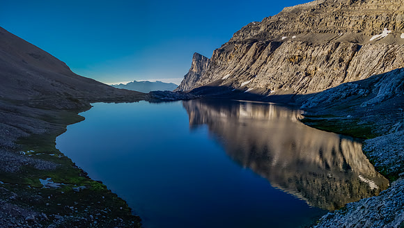 The Cline tarns are very still in the early morning air.