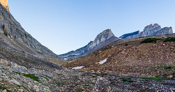 An alpine plateau before hiking up to the lakes.