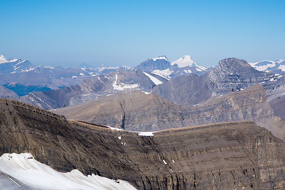 Columbia with Mount Saskatchewan in front and part of Cirrus to the right.