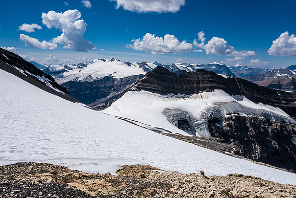 Impressive views as we cross the glacier back to the col.