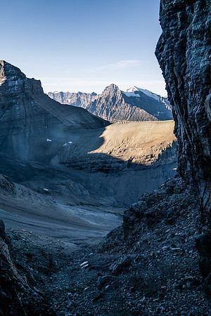 The gullies on Murchison are debris-filled and can have ice in them even late in the season.The gullies on Murchison are debris-filled and can have ice in them even late in the season.