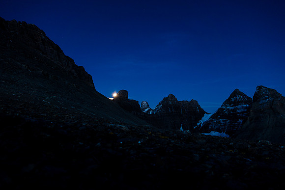 The moon rises over the Murchison Towers. From L to R, Southeast, Hall, Cromwell, Engelhard, Gest and Feuz Tower