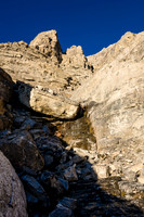 Looking up the gully - it's so much fun to route find up new terrain.