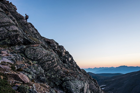 Scrambling terrain to the shoulder.