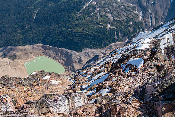 Another view of the terrific exposure down to Cavell Lake far below.