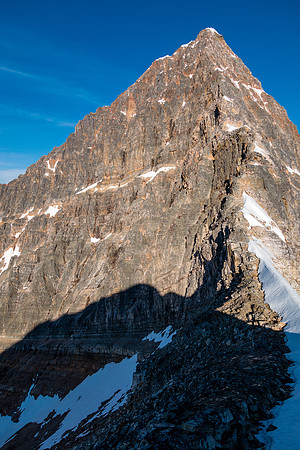 The east ridge is low 5th class terrain.