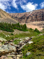 Nice alpine meadows, looking back where we came from.