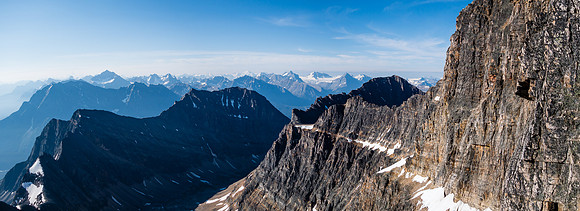 Another pano off the ridge looking south at Fryatt and Brown, Hooker and many others.