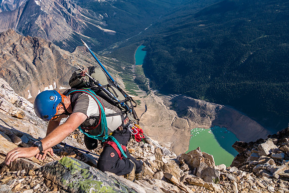 Exposed free solo'ing on the ridge.