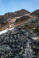 Scrambling terrain to the shoulder.