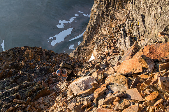 The scrambling section is steep and very loose.