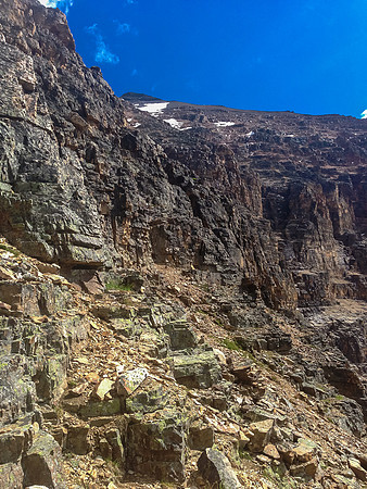 Typical terrain on the south bowl descent. Not easy but not hard either.