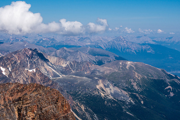 View over Jasper towards Pyramid Mountain at right.