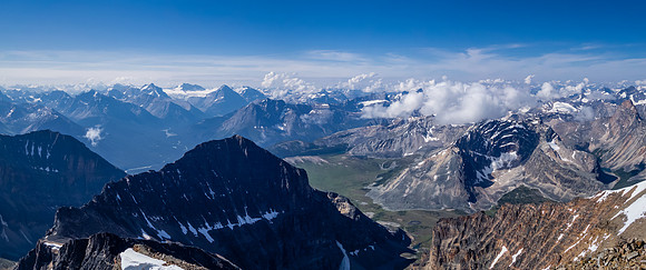 Just under the snow traverse looking south west to the Verdant Meadows.