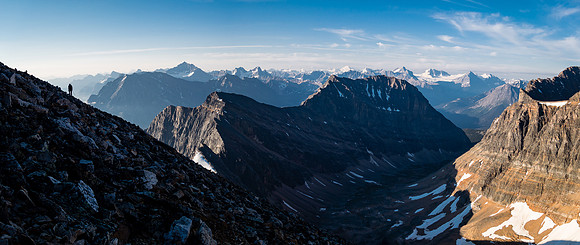 Great views off the top of the scrambling section as Scott traverses towards me.