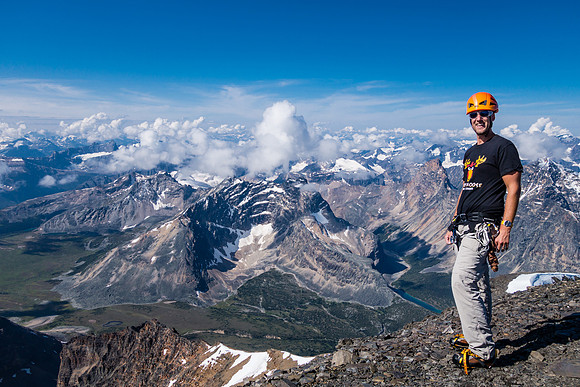 Vern, the "angry moose" on the summit of Edith Cavell.
