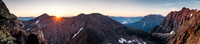 The sun rises over the ridge to the east. Whirlpool and Fryatt to the right.