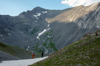Hiking alpine meadows to the lower Turbulent Lake.