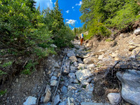 Scrambling the SE access gully.