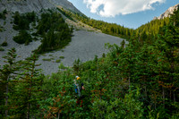 Scrambling the SE access gully.