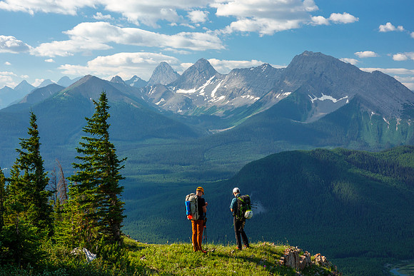 Wonderful views over Spray Lakes as we descend from Mount Fortune.