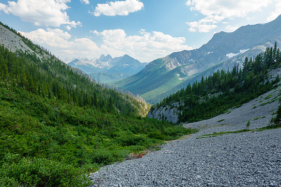 View back down the SE access gully.
