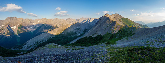 Views back to Mount Turbulent and Cone Mountain (L).