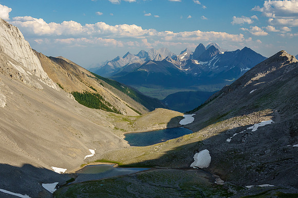 Views back over Turbulent Lakes to CEGFNS, Murray, French, Prairie Lookout, Robertson, Sir Douglas +