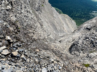 Looking down the upper crux.