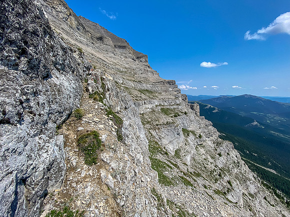 View back up the sheep route (L).