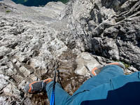Descending the upper crux.