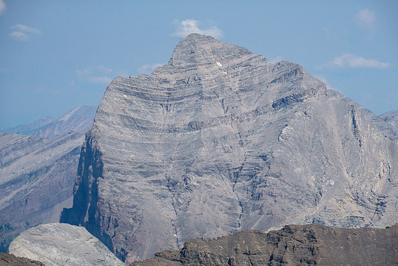Tornado Mountain's south face is a moderate scramble when dry.