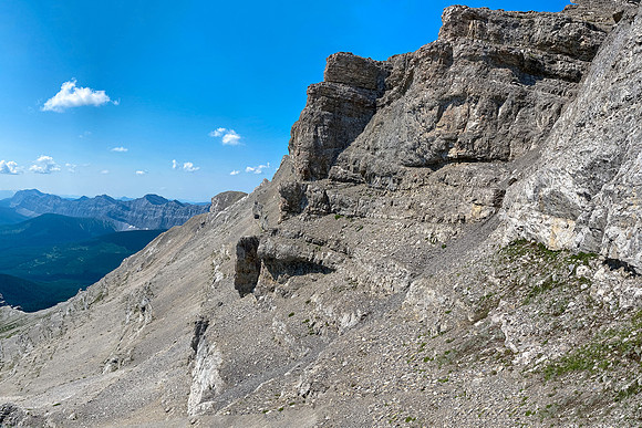 The upper crux at mid photo rising to right.
