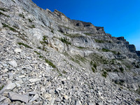 Starting to follow sheep trails up the east face.