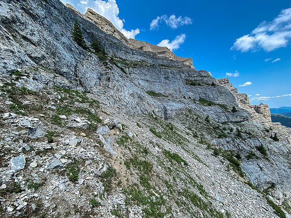 View back up the sheep route (L).