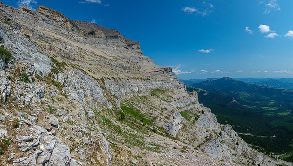 View back up the sheep route (L).