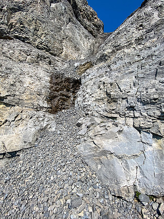 The upper crux which is much harder than it looks in part due to water.
