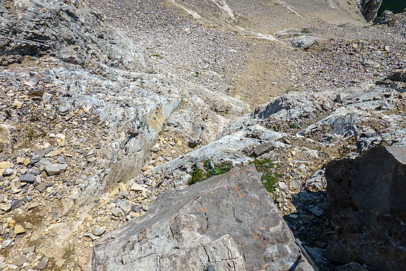 Descending the lower crux.