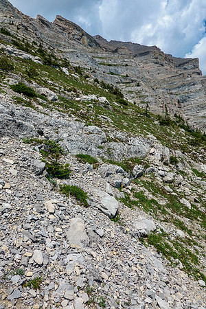 View back up the steep east face.