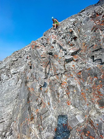 Descending the east ridge / face of Mount Oliver.