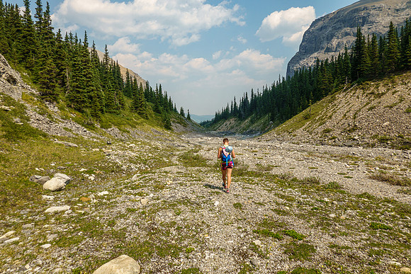 Hiking back along North Burnt Timber Creek.