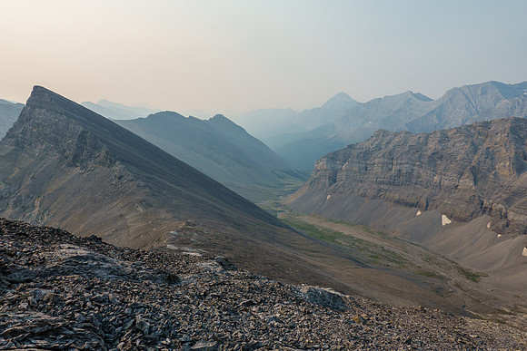 Views down the upper North Ghost River valley that Sara used to access Mount Oliver a few years ago.