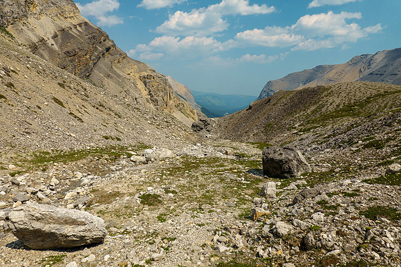 Descending an alternate route down towards North Burnt Timber Creek.