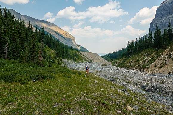 Hiking back along North Burnt Timber Creek.